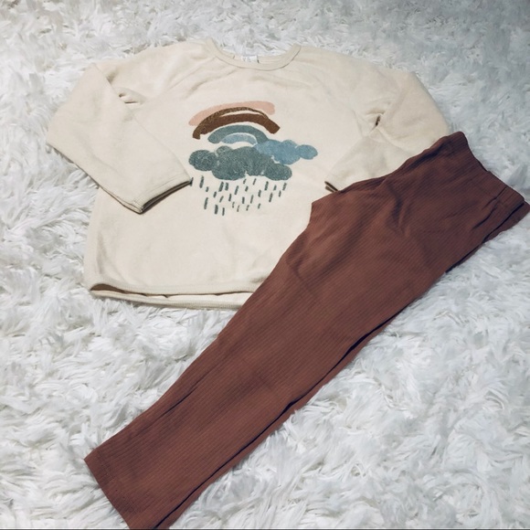 EUC H&M Terry Rainbow Pullover & Leggings - Picture 2 of 6